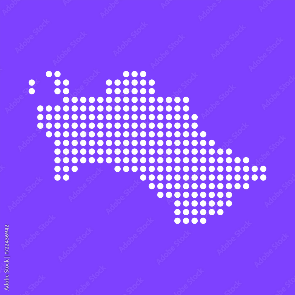 Fototapeta premium Vector square pixel dotted map of Turkmenistan isolated on background. Digital map logo.