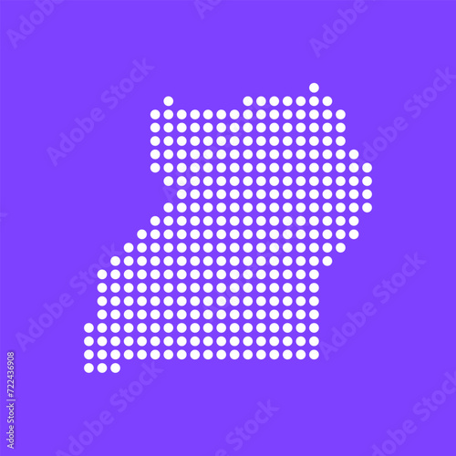 Vector square pixel dotted map of Uganda isolated on background. Digital map logo.