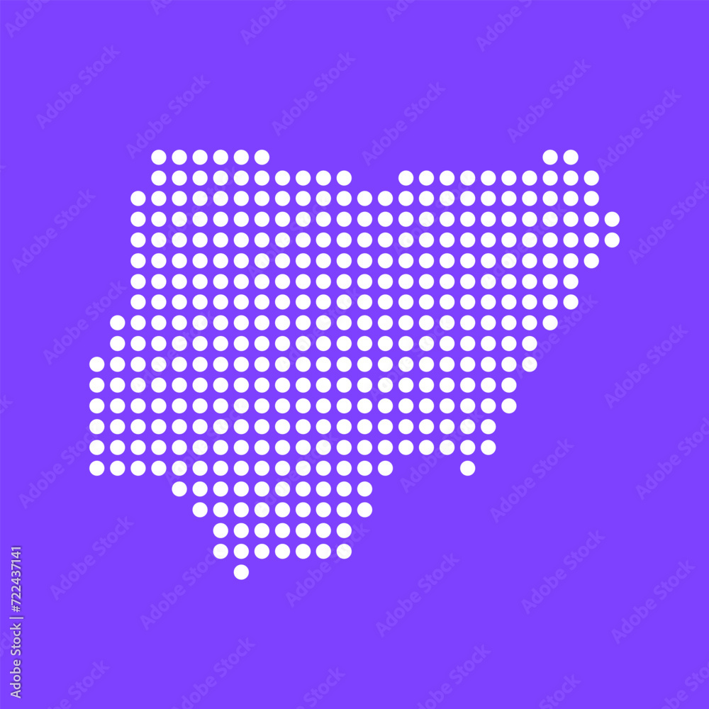 Vector square pixel dotted map of Nigeria isolated on background.