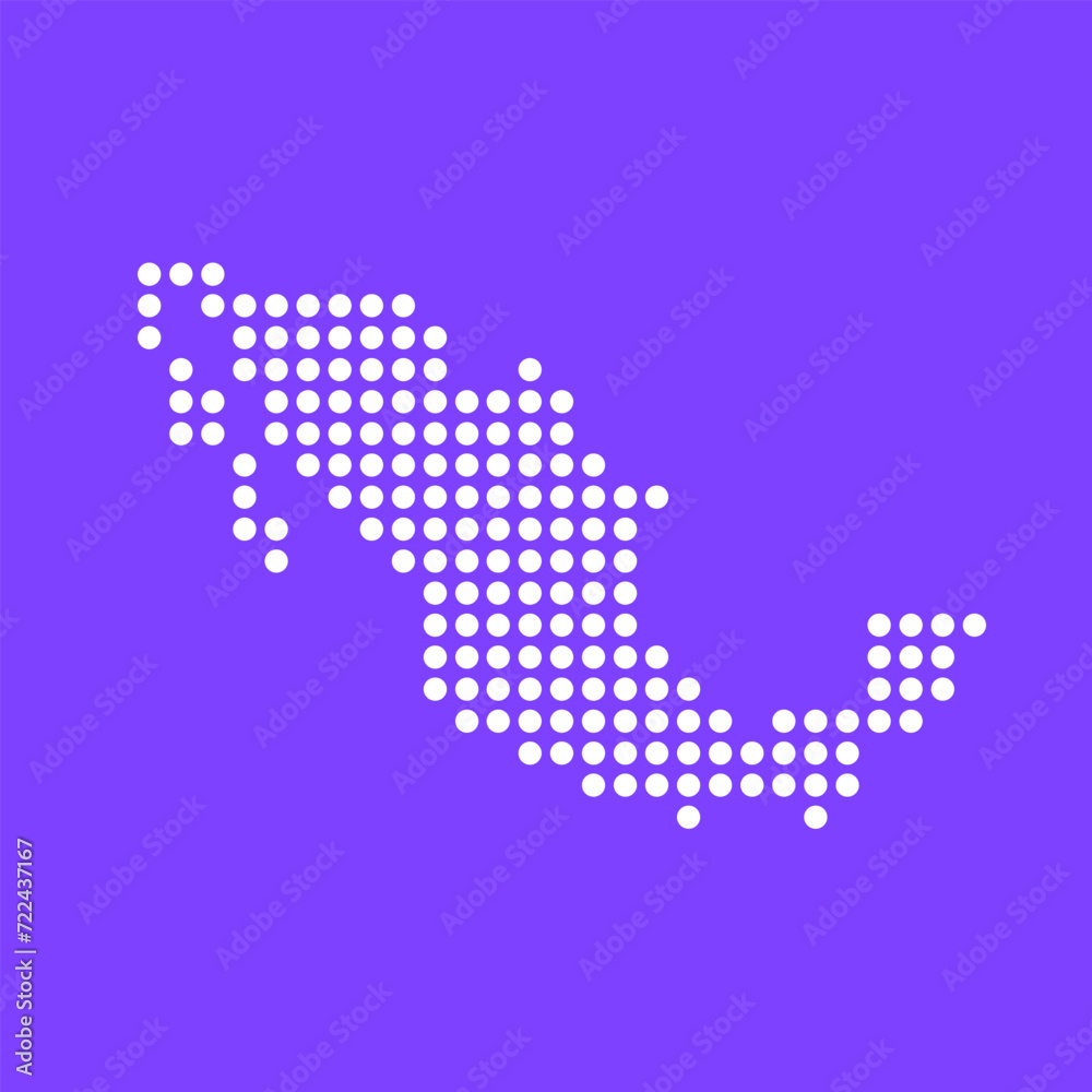 Vector square pixel dotted map of Mexico isolated on background.
