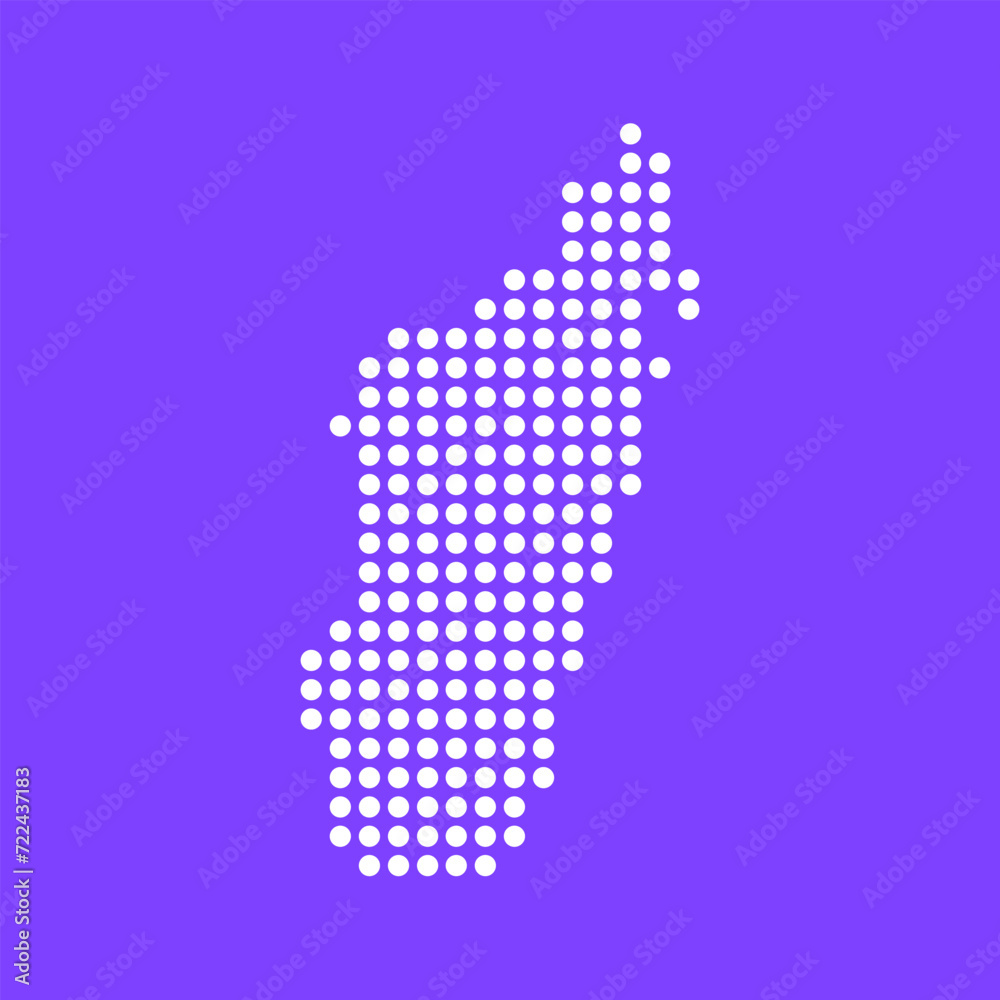 Vector square pixel dotted map of Madagascar isolated on background.