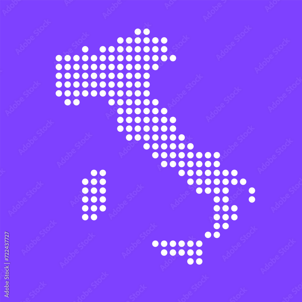 Vector square pixel dotted map of Italy isolated on background.