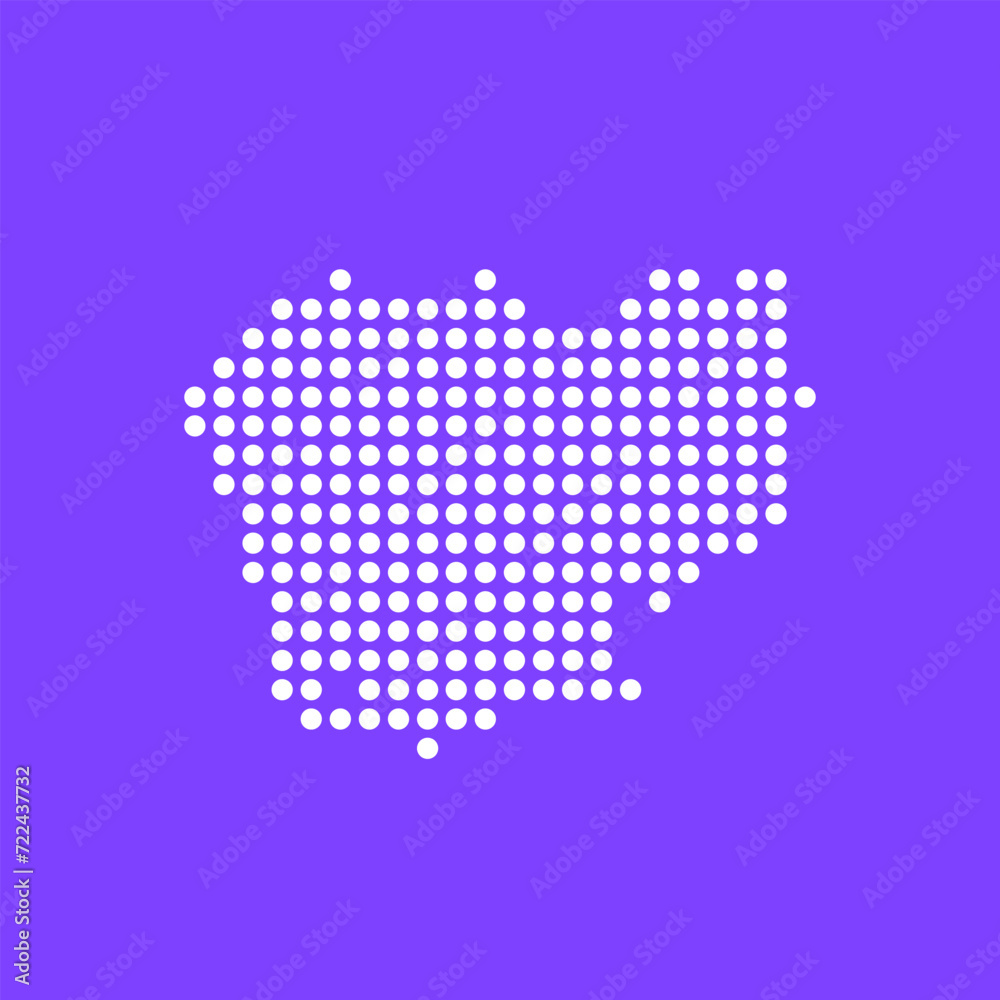 Vector square pixel dotted map of Cambodia isolated on background.