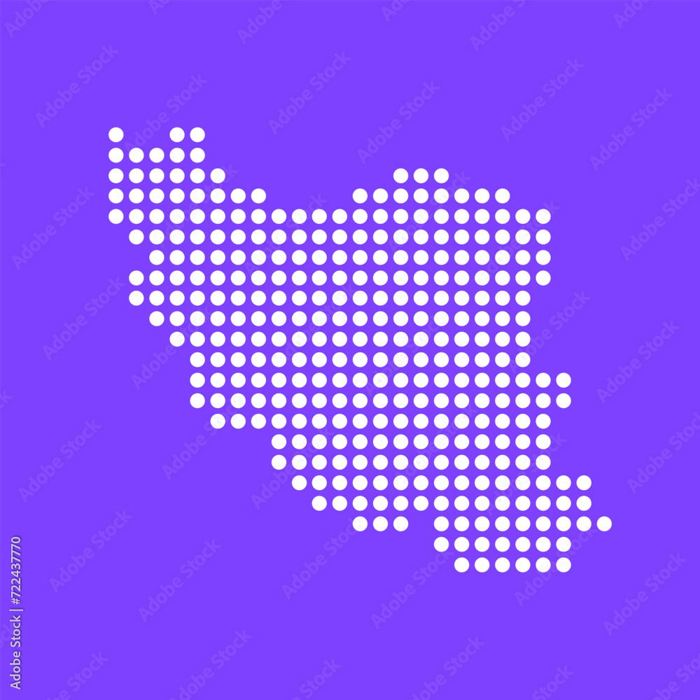 Vector square pixel dotted map of Iran isolated on background.