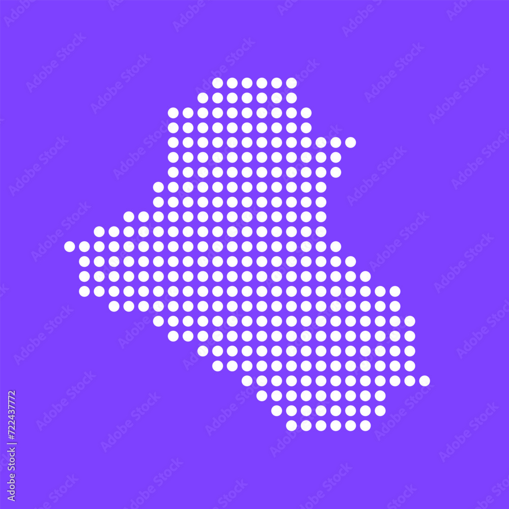 Vector square pixel dotted map of Iraq isolated on background.