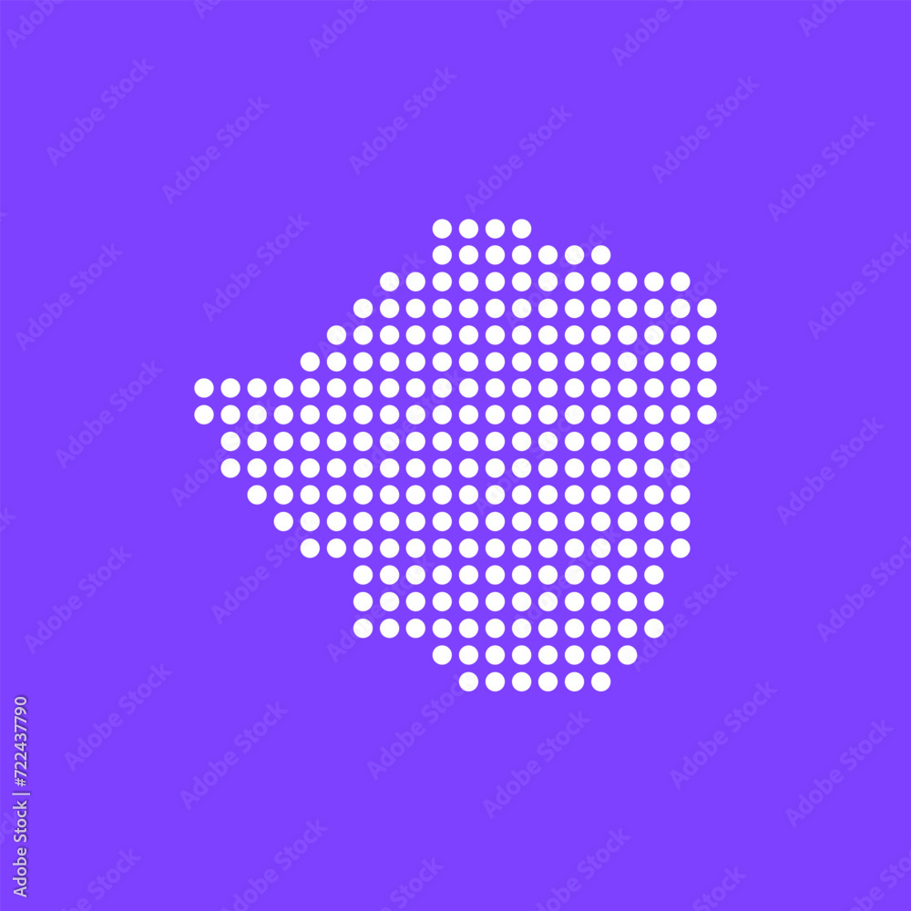 Vector square pixel dotted map of Zimbabwe isolated on background.