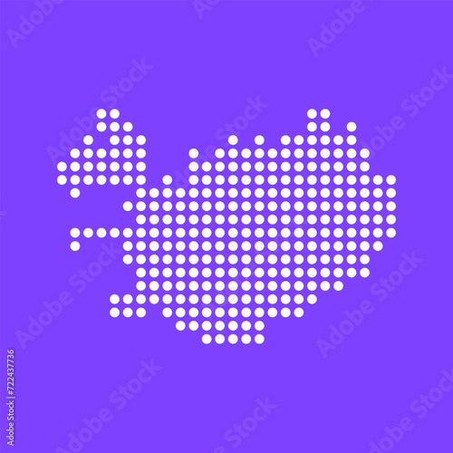 Vector square pixel dotted map of Iceland isolated on background.