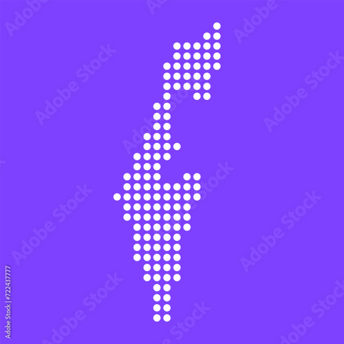 Vector square pixel dotted map of Israel isolated on background.