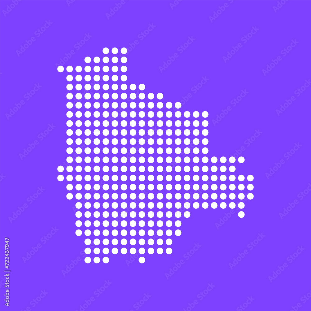 Fototapeta premium Vector square pixel dotted map of Bolivia isolated on background.