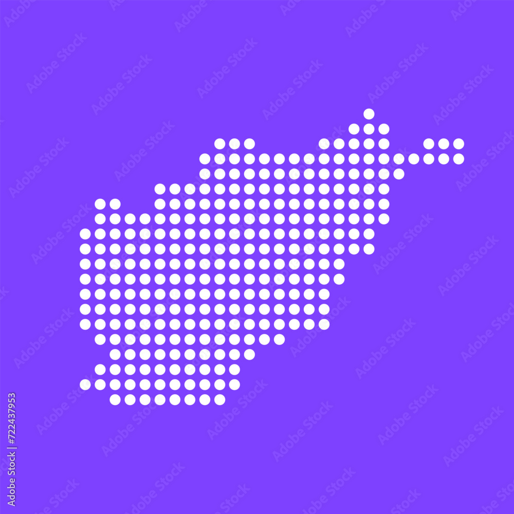 Fototapeta premium Vector square pixel dotted map of Afghanistan isolated on background.