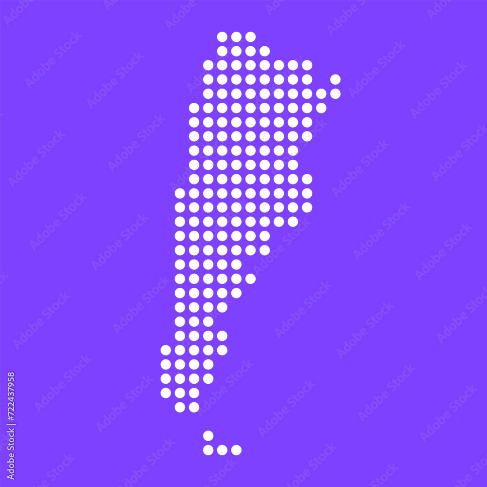 Vector square pixel dotted map of Argentina isolated on background.