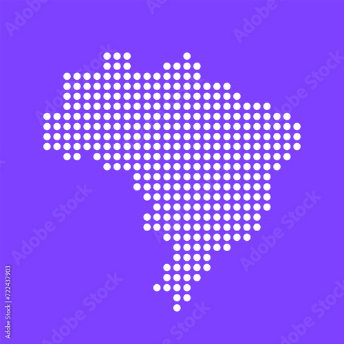 Vector square pixel dotted map of Brazil isolated on background.