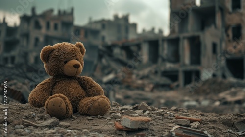 Teddy Bear Amidst Ruins
