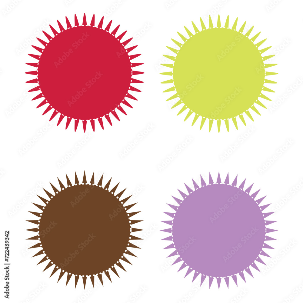 Fototapeta premium Starburst, sunburst price tag, label icon with blank, empty space. Price flash button, pin shape. Vector illustrator. EPS file 142.