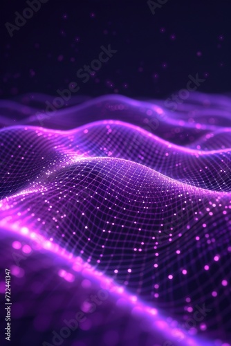 Abstract wave made out of grids that are seen from a cinematic view of one of the holy geometry shapes, the shape is clearly animated, clear neon lines, 3d render, nothingness.