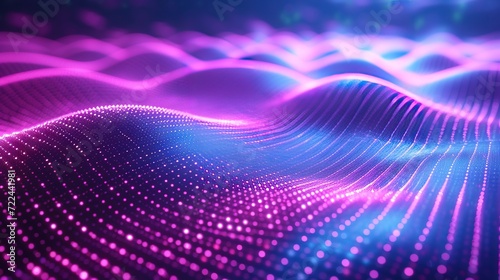 Abstract wave made out of grids that are seen from a cinematic view of one of the holy geometry shapes, the shape is clearly animated, clear neon lines, 3d render, nothingness.