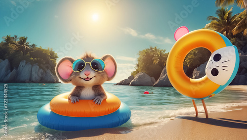 Cute mouse resting on the sea leisure © tanya78
