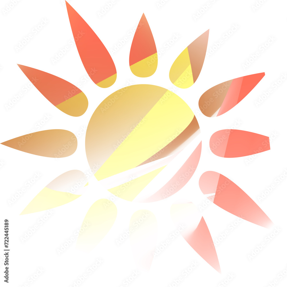 Watercolor abstract sun, vector painting symbol design 