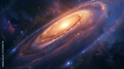 A spiral galaxy with a brilliant core and swirling arms.