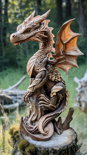 traditional chinese wooden dragon, symbol of the year, generative ai