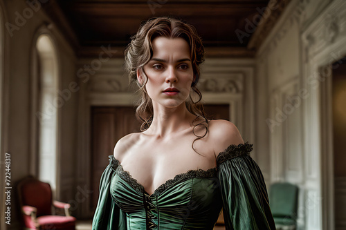Portrait of a woman in a green dress