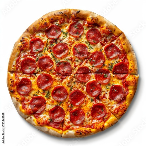 Pepperoni Pizza with clear white background. Fresh pepperoni pizza white background