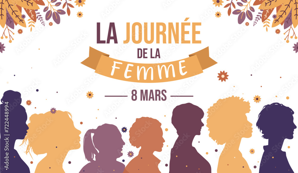 La Journée De La Femme 8 Mars Bannière Festive De Silhouettes