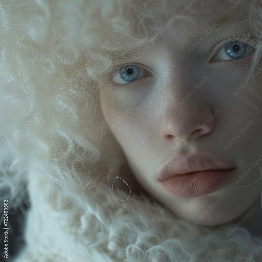 Ethereal Albino Elegance. Delicate albino woman in contemplative serenity. Ethereal Albino Elegance. Delicate albino woman in contemplative serenity.