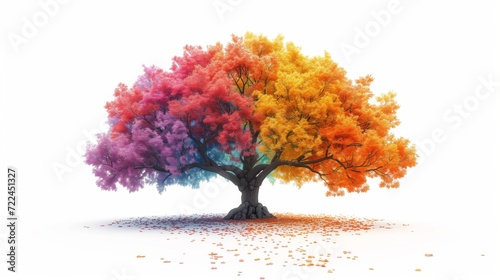 Rainbow tree isolated in front of white background 