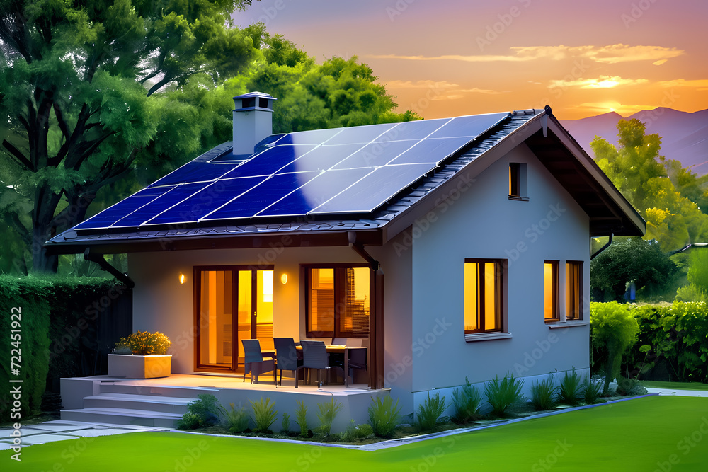 The house is equipped with solar panels to generate electricity.