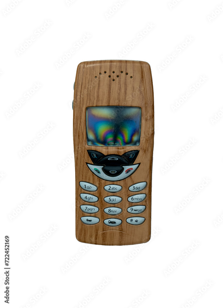 Close-up of an old and obsolete cell phone on a white background. Isolated.5