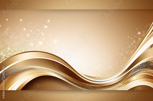 Abstract golden background with wavy pattern at the bottom copy space