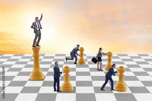Businessman shouting in the game of chess