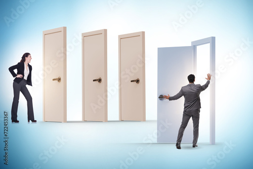 Business people and many doors of opportunities