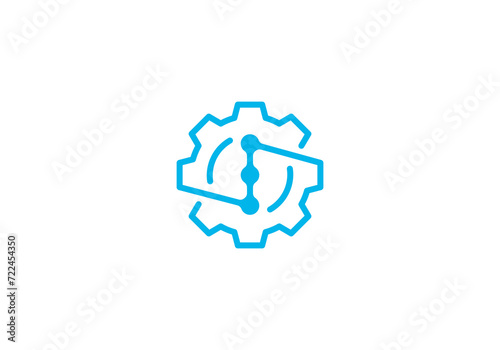 digital tech with gear logo, good for industrial, technology, mechanic symbol design