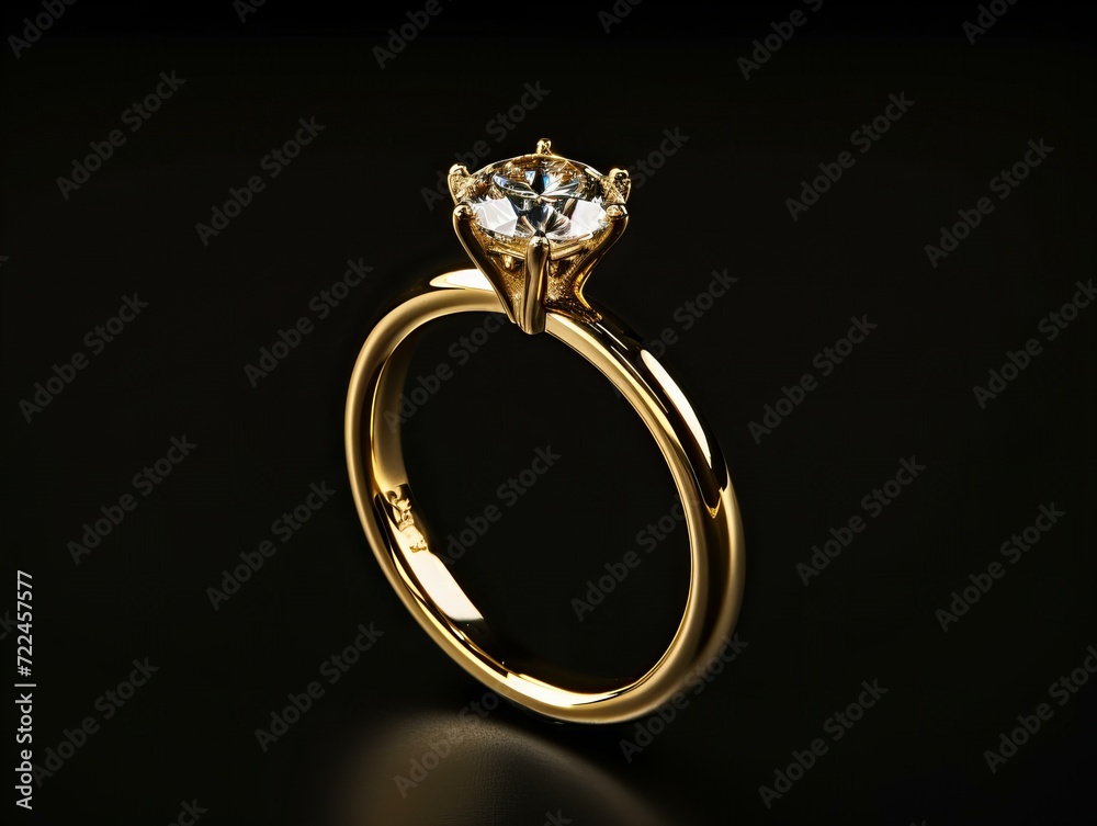 gold ring with diamond isolated on black gold ring with diamond isolated on black