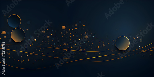 Abstract dark blue background with golden elements 