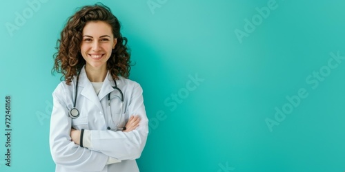 Confident Female Doctor Smiling, Healthcare Professional Concept photo