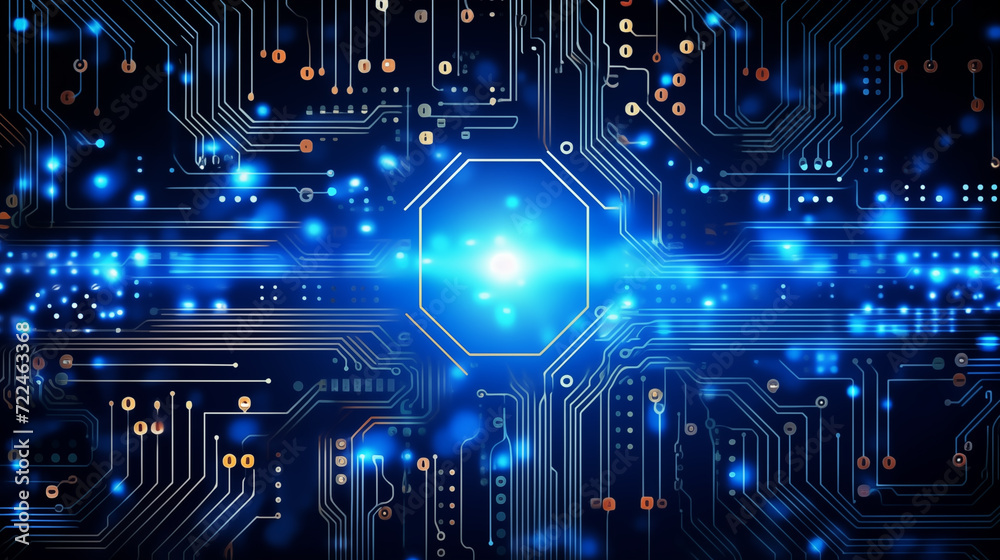 Obraz premium Abstract digital background with technology circuit board texture. Futuristic digital electric tech circuit board pattern background.
