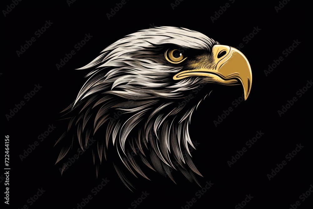An eagle head with a black background. Can be used for various designs and projects An eagle head with a black background. Can be used for various designs and projects