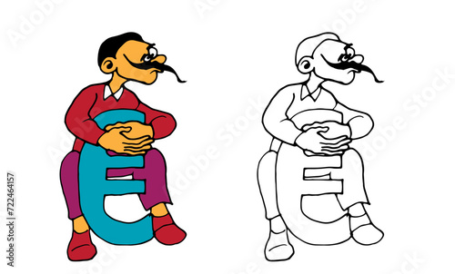 Coloring pages for kids with business people, cartoon style