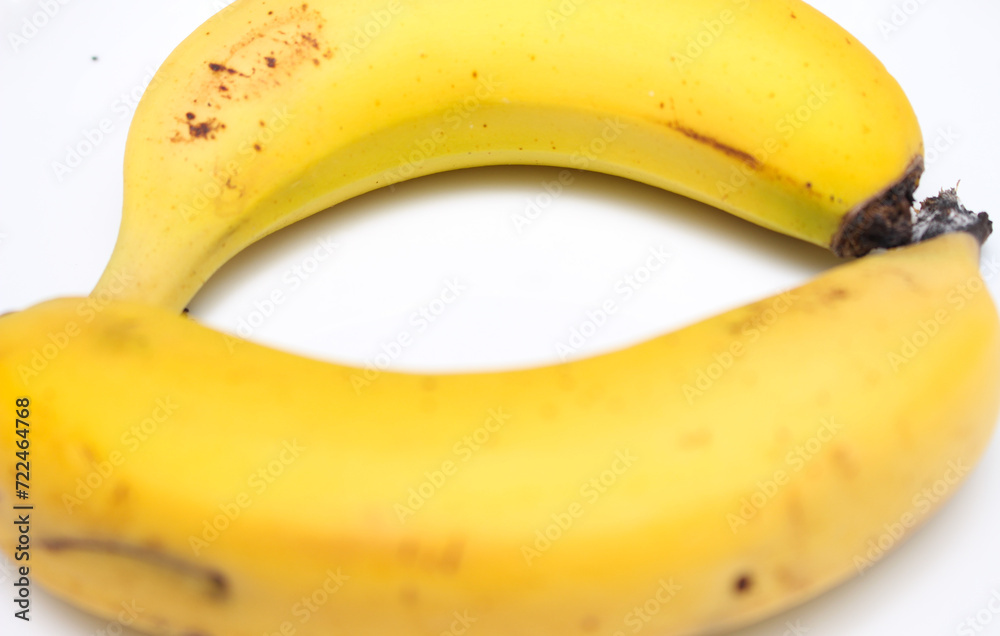 banana isolated. two bananas on white. yellow fruits. yellow natural food.