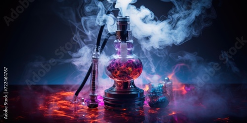 Smoke billows out of a glass bottle, creating a mysterious and captivating image. This versatile photo can be used to depict concepts such as magic, alchemy, mystery, or even pollution