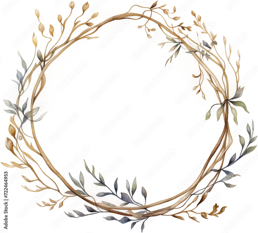 Watercolor Illustration of a Spring Easter PNG Flowers Wreath