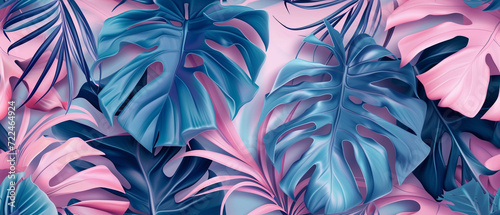 Seamless pattern - abstract monstera leaves