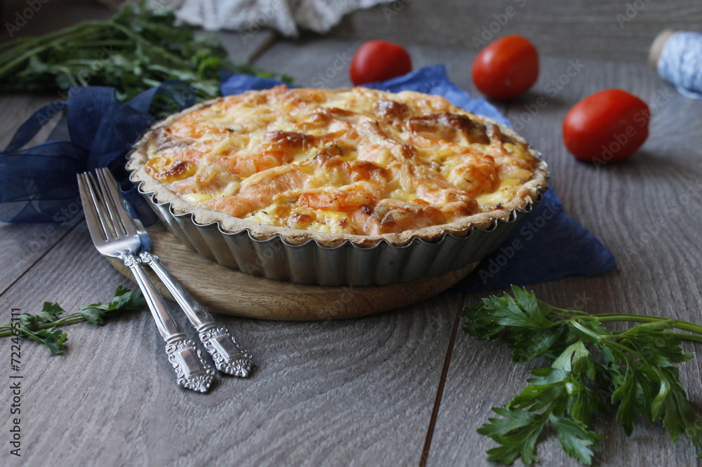fish quiche with shrimps