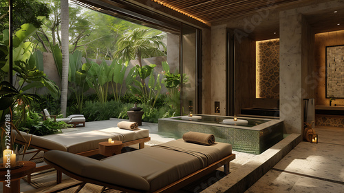Print op canvas Discover ultimate relaxation at our opulent spa nestled in a serene haven