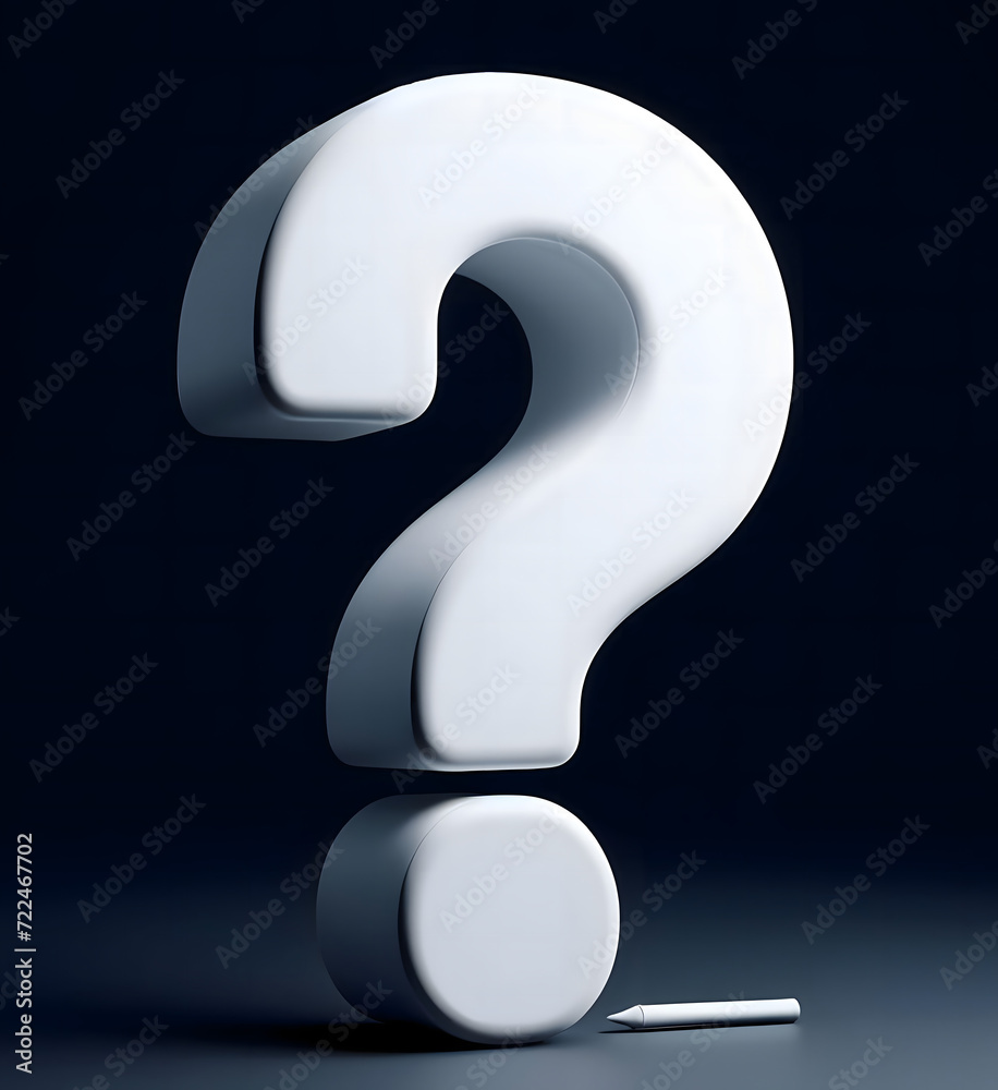 question mark on white