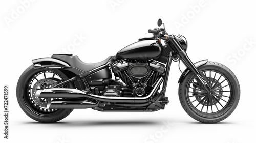 A black motorcycle isolated on a white background
