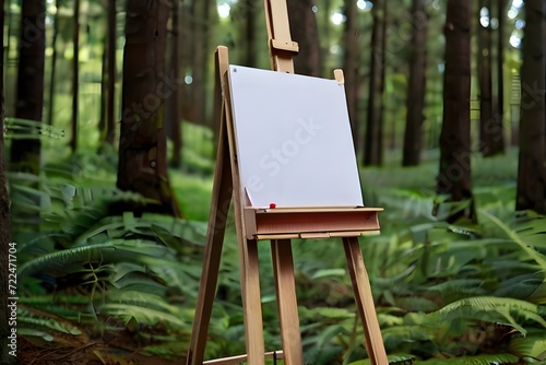 easel with blank canvas in the forest